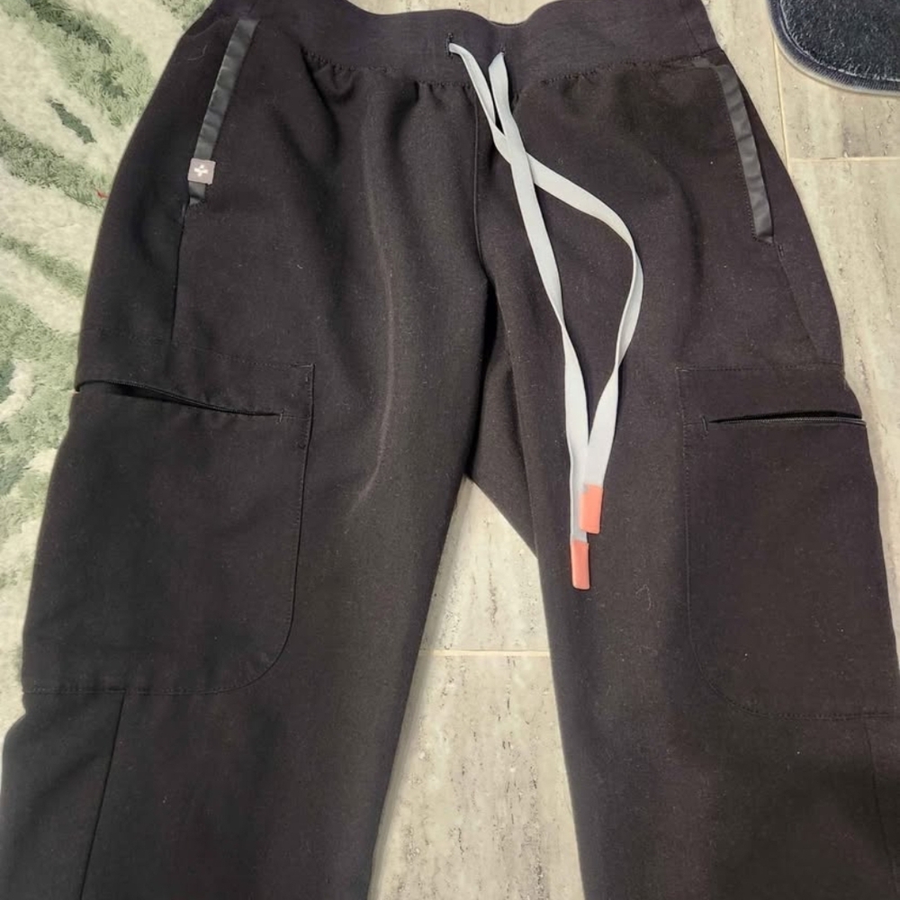 Figs Women's Black Cargo Pants with Gray Accents